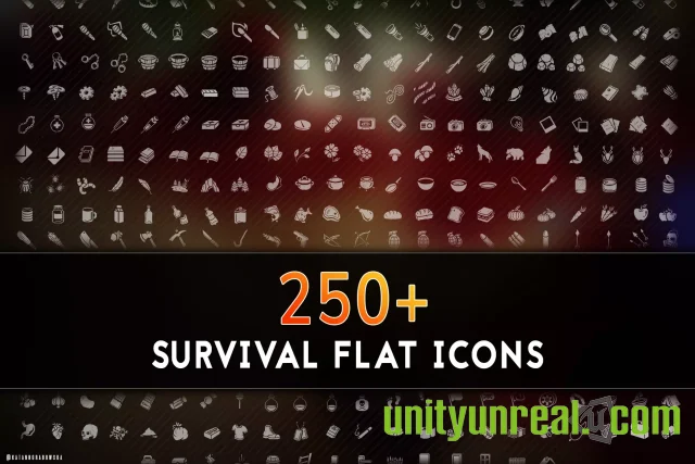 250+ Survival Flat Icons in 2D Assets - UE Marketplace