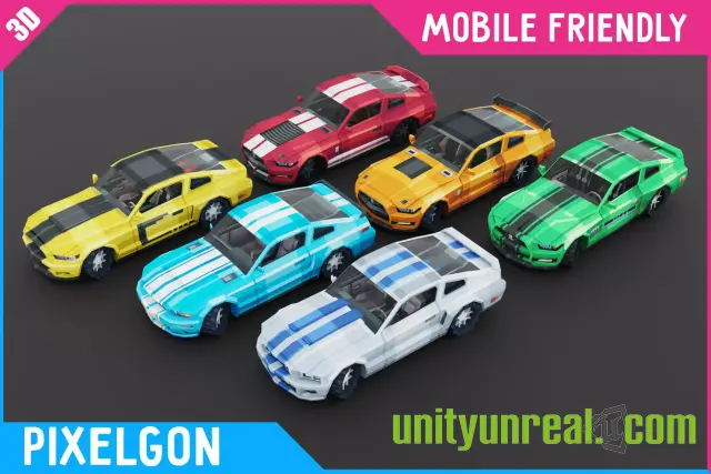 PIXELGON Muscle Cars Pack - Low Poly Pixel Art 3D
